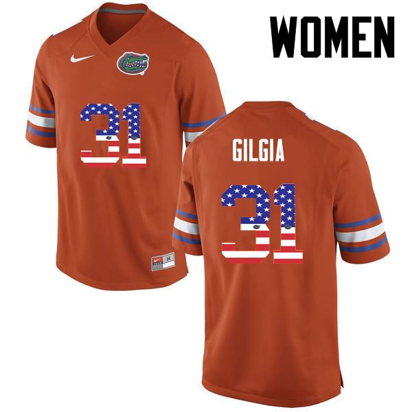 NCAA Florida Gators Anthony Gigla Women's #31 USA Flag Fashion Nike Orange Stitched Authentic College Football Jersey IIR6664PN